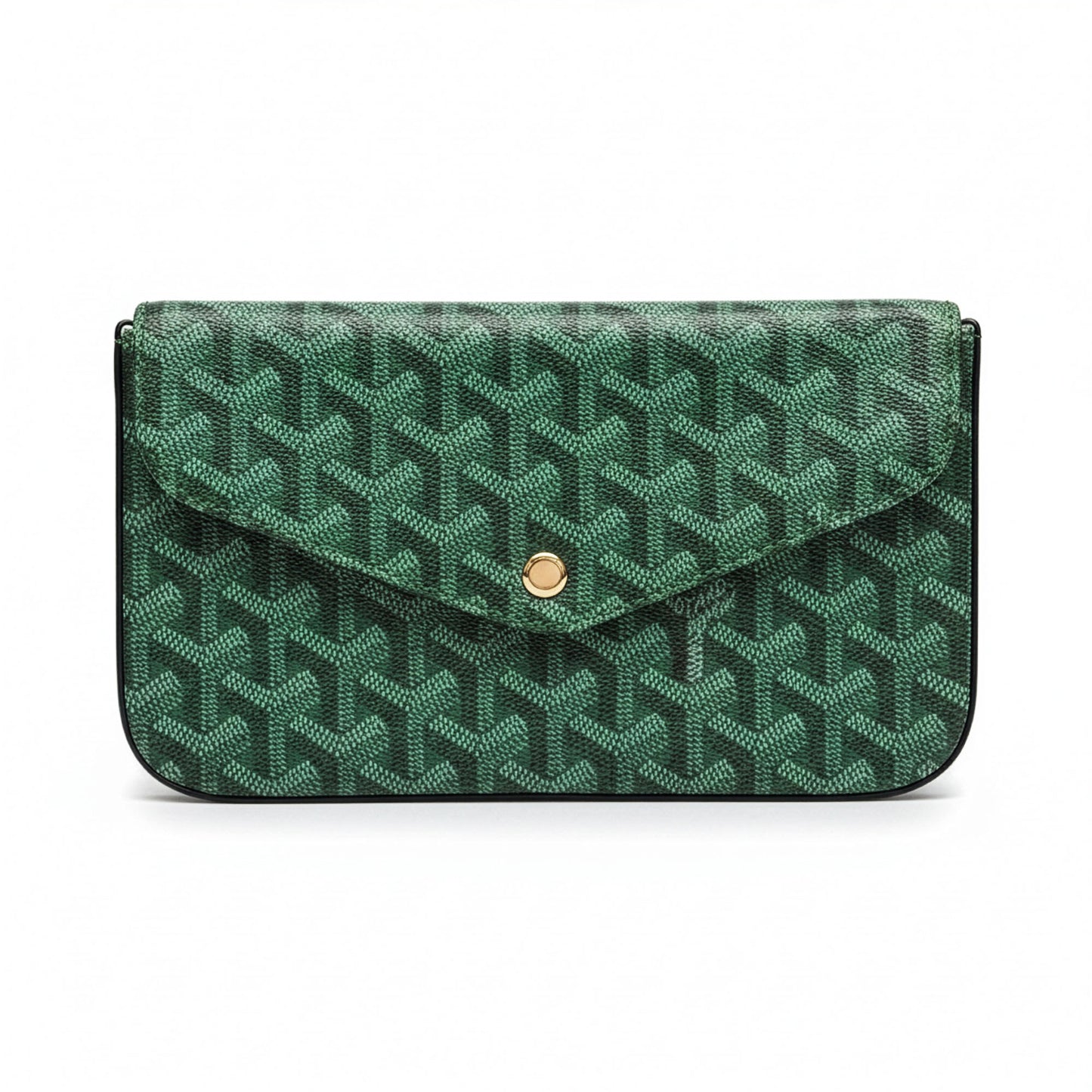 Sac Élara Olive - face avant, pochette monogramme vert forêt chaîne dorée | Beauty Store Maroc