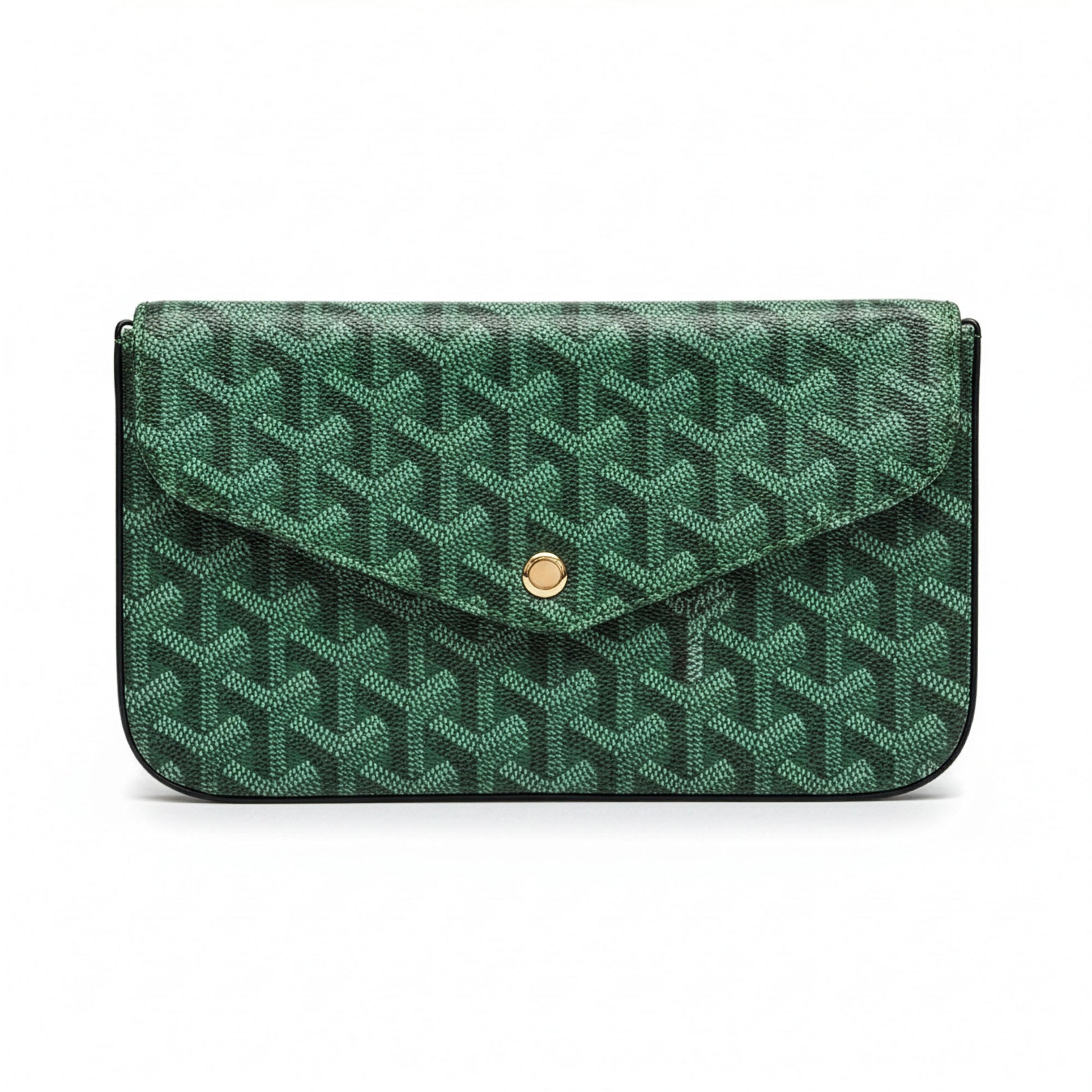 Sac Élara Olive - face avant, pochette monogramme vert forêt chaîne dorée | Beauty Store Maroc