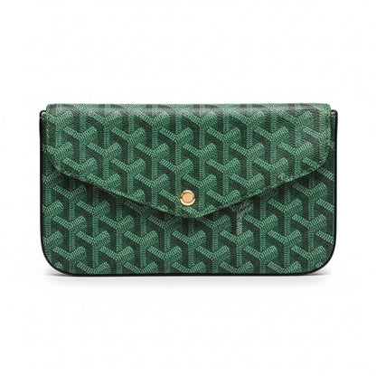 Sac Élara Olive - face avant, pochette monogramme vert forêt chaîne dorée | Beauty Store Maroc