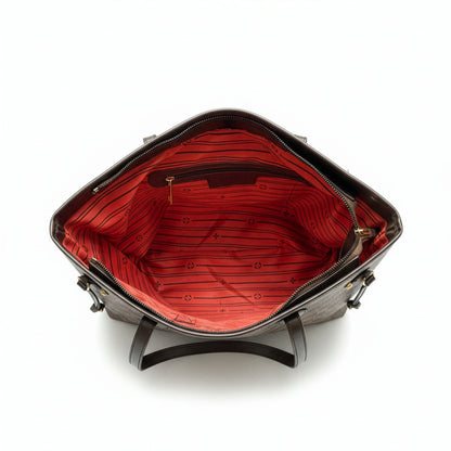 Sac Firenze Damier — intérieur ouvert, doublure rouge fleuron — Beauty Store Maroc