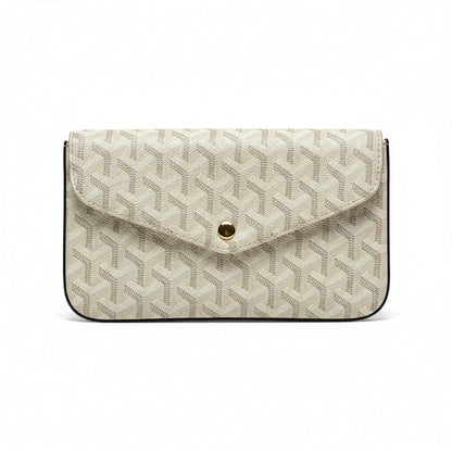 Sac Élara Ivoire — Vue de face, toile monogramme ivoire et chaîne dorée