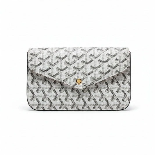 Sac Élara Brume — Vue trois quarts gauche, chaîne dorée 115cm