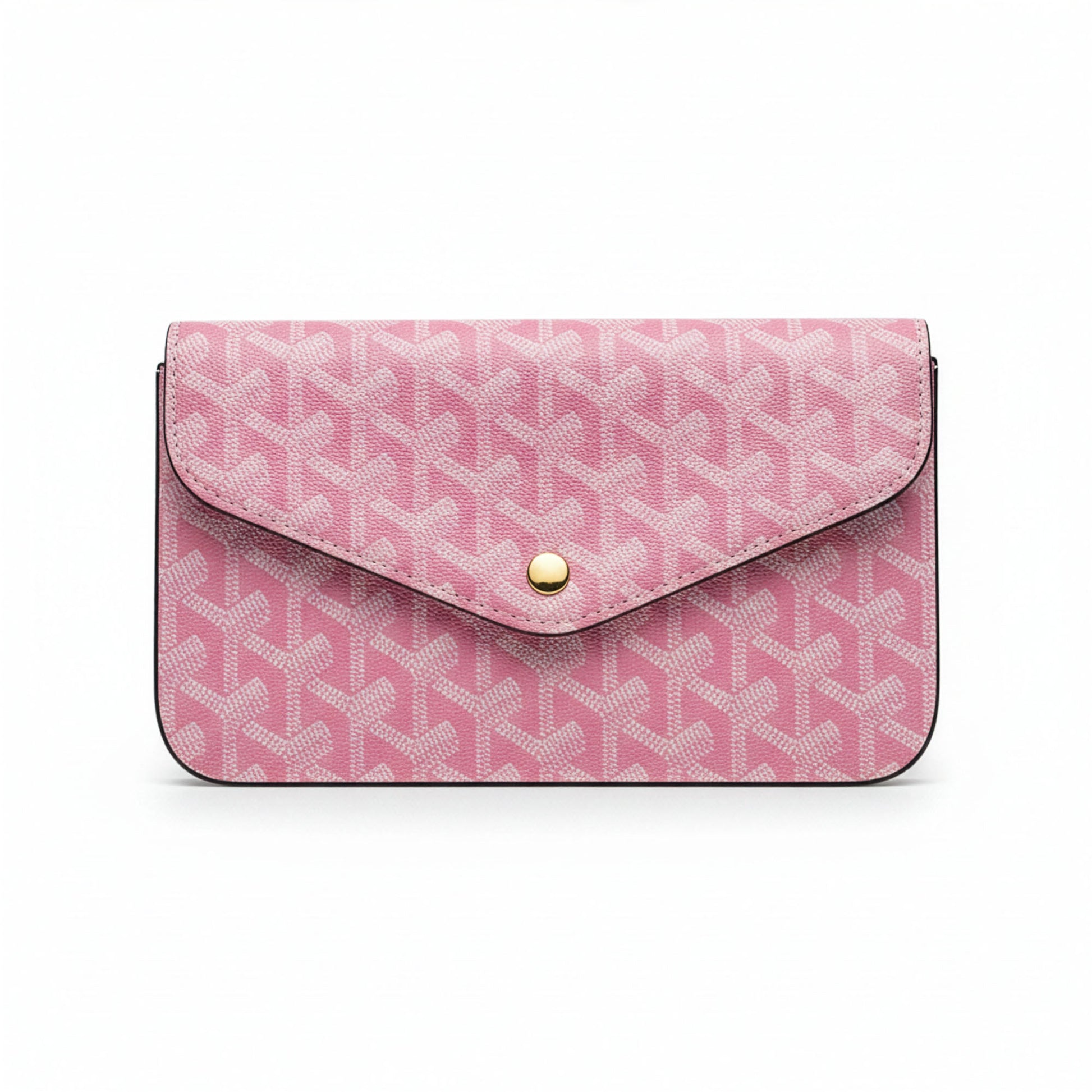 Sac Élara Rose Pétale - face avant, pochette monogramme rose chaîne dorée | Beauty Store Maroc