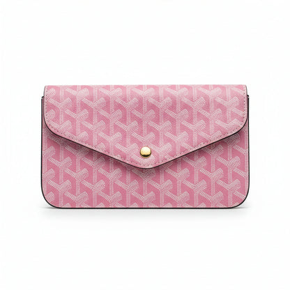Sac Élara Rose Pétale - face avant, pochette monogramme rose chaîne dorée | Beauty Store Maroc