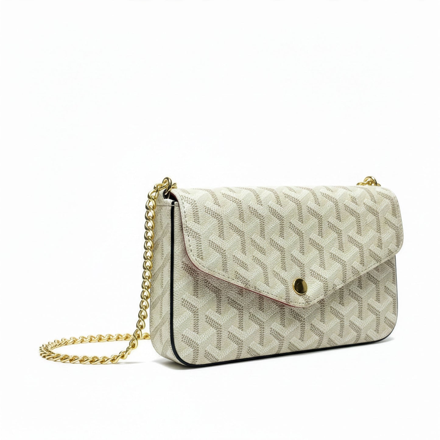 Sac Élara Ivoire — Vue latérale, profondeur 4cm, liseré rouge visible