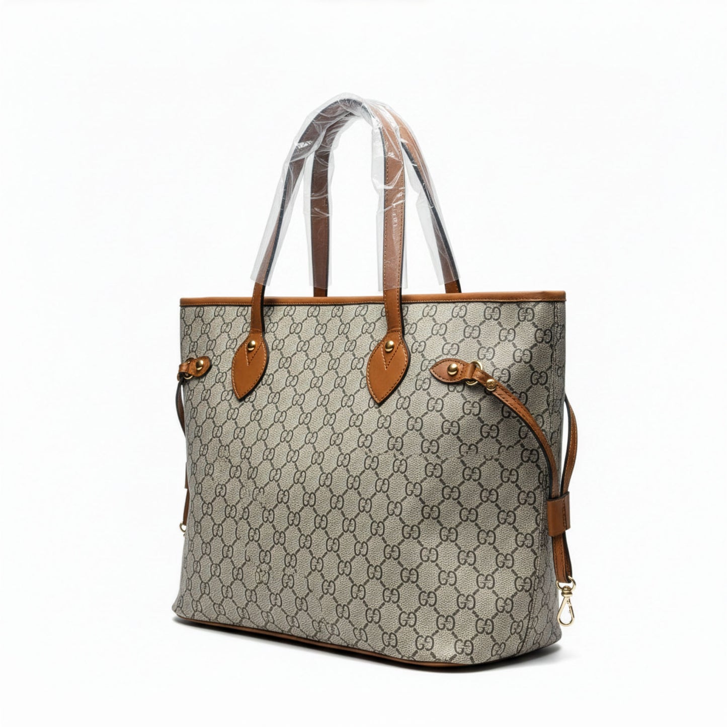 Sac Firenze Camel grand tote bag monogramme — face avant fond blanc | Beauty Store Maroc