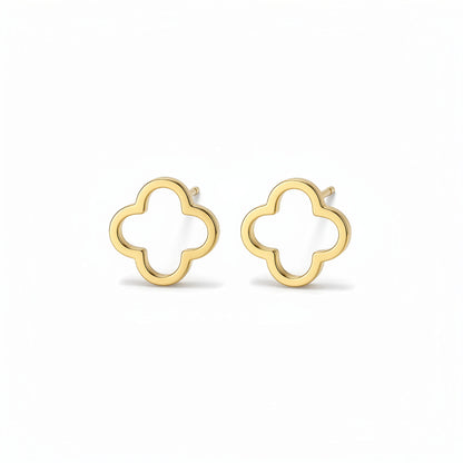Boucles Trèfle Cascade clous dorés — motif trèfle quatre feuilles ajouré | Beauty Store Maroc