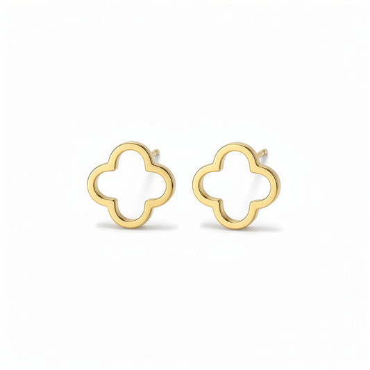 Boucles Trèfle Cascade clous dorés — motif trèfle quatre feuilles ajouré | Beauty Store Maroc