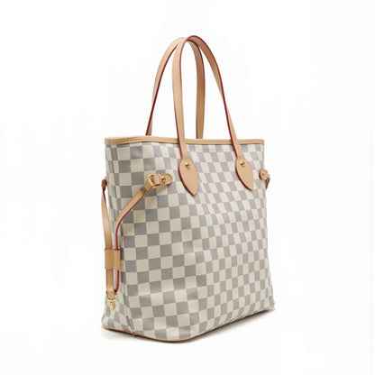 Sac Firenze Damier Ivoire — vue face avant, toile claire et cuir naturel — Beauty Store Maroc