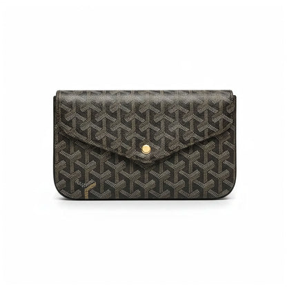 Sac Élara Onyx - face avant, pochette monogramme noir caramel doré | Beauty Store Maroc