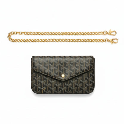 Sac Élara Onyx - flatlay chaîne dorée 115cm dépliée | Beauty Store Maroc