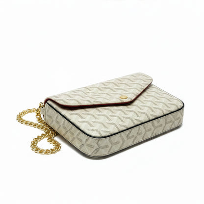Sac Élara Ivoire — Détail fermeture magnétique dorée, toile monogramme