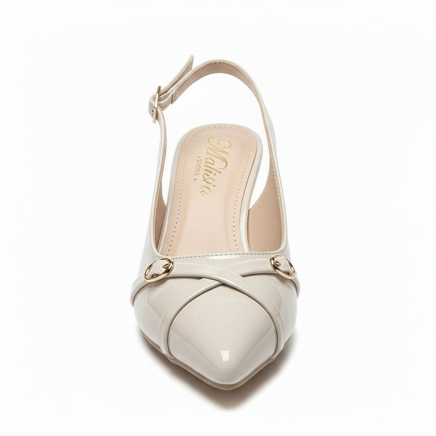 Escarpin Venezia Nacre - Flatlay vue dessus - Semelle intérieure Malisia Shoes | Beauty Store Maroc