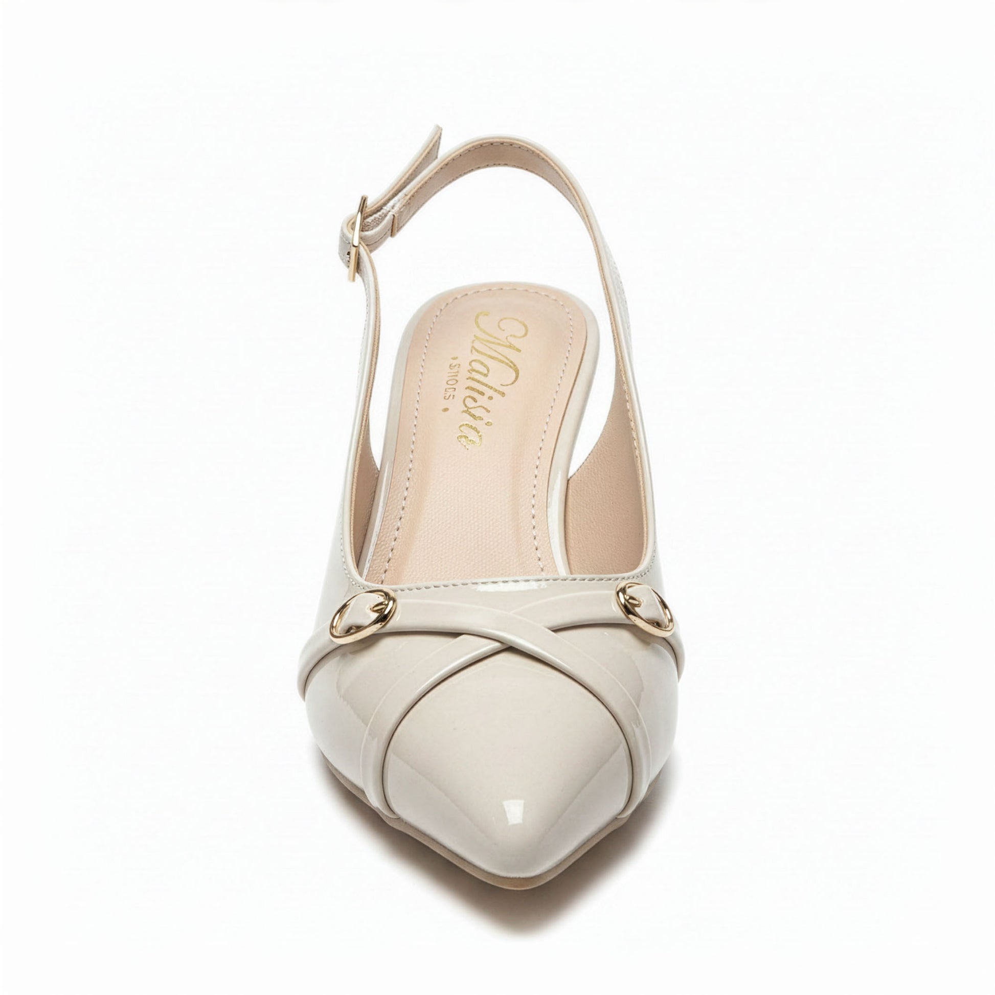 Escarpin Venezia Nacre - Flatlay vue dessus - Semelle intérieure Malisia Shoes | Beauty Store Maroc