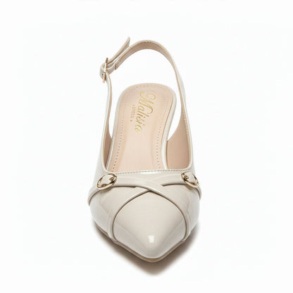 Escarpin Venezia Nacre - Flatlay vue dessus - Semelle intérieure Malisia Shoes | Beauty Store Maroc