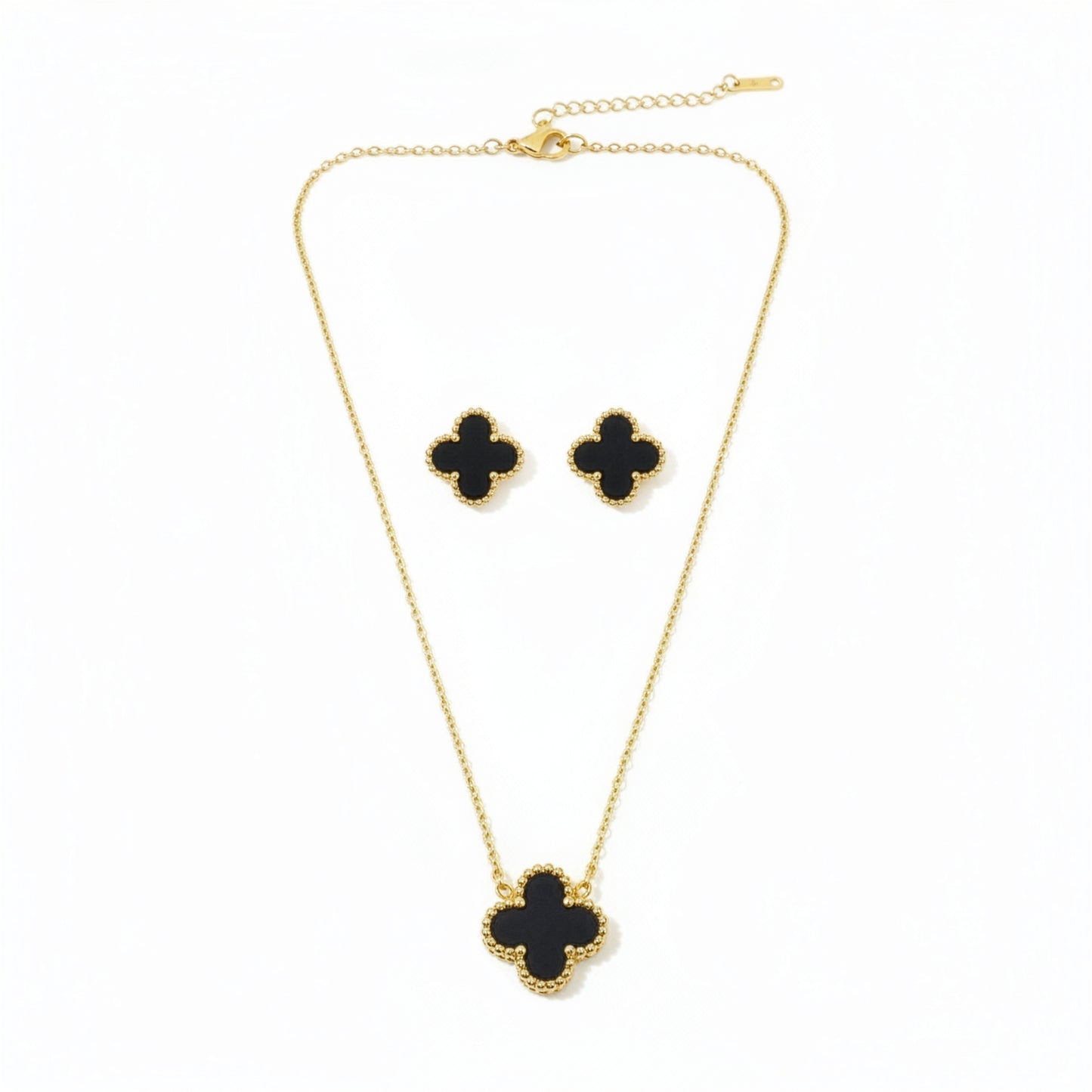 Set Trèfle Onyx collier boucles trois quarts buste noir — Beauty Store Maroc