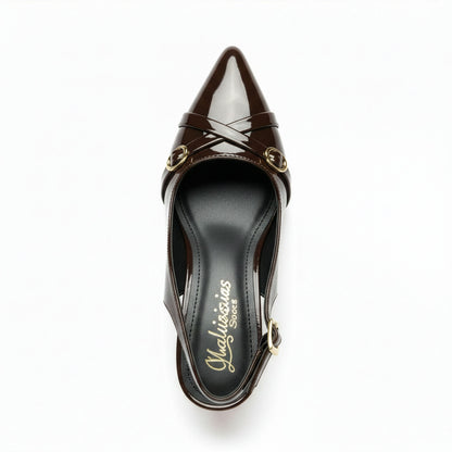 Escarpin Venezia Chocolat - Vue trois-quarts avant gauche verni chocolat | Beauty Store Maroc