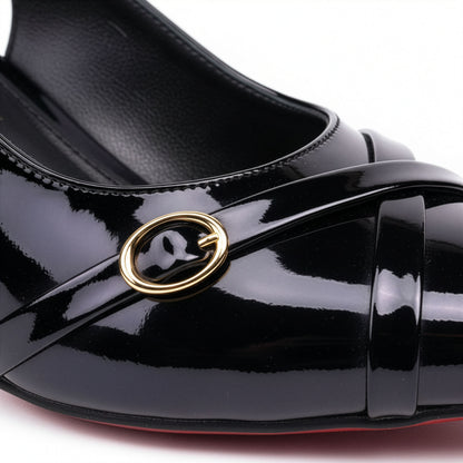 Escarpin Venezia Onyx - Macro détail 2 anneaux dorés sangles croisées noir | Beauty Store Maroc