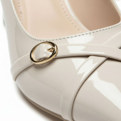 Escarpin Venezia Nacre - Vue trois-quarts arrière - Détail bride cheville | Beauty Store Maroc