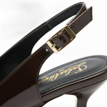 Escarpin Venezia Chocolat - Semelle rouge signature talon kitten chocolat | Beauty Store Maroc
