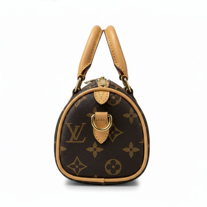 Sac Capri Monogramme Camel — vue de profil, silhouette tambour arrondie — Beauty Store Maroc