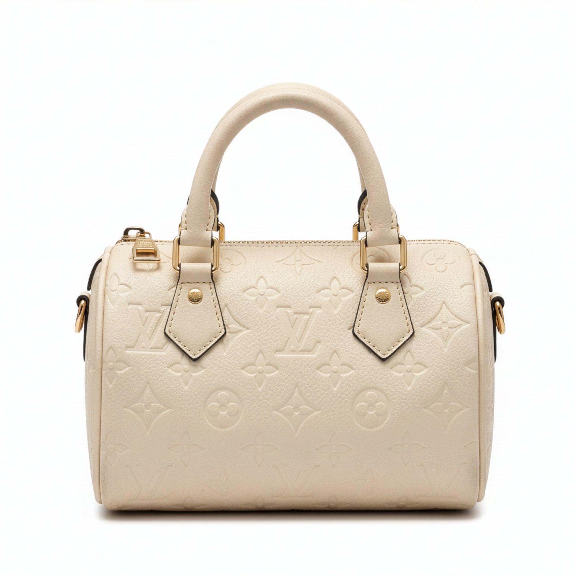 Sac Capri Ivoire — vue face avant, embossage monogramme ton sur ton et quincaillerie dorée — Beauty Store Maroc