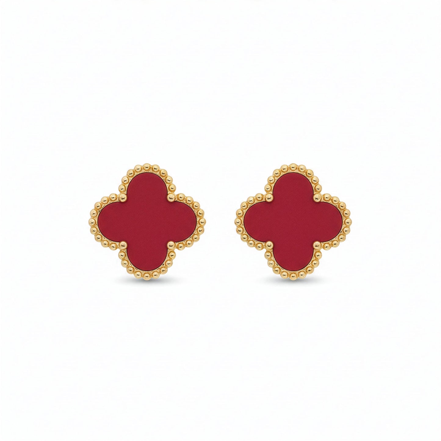 Boucles Trèfle Vermeil paire espacée fond blanc acier inoxydable doré — Beauty Store Maroc