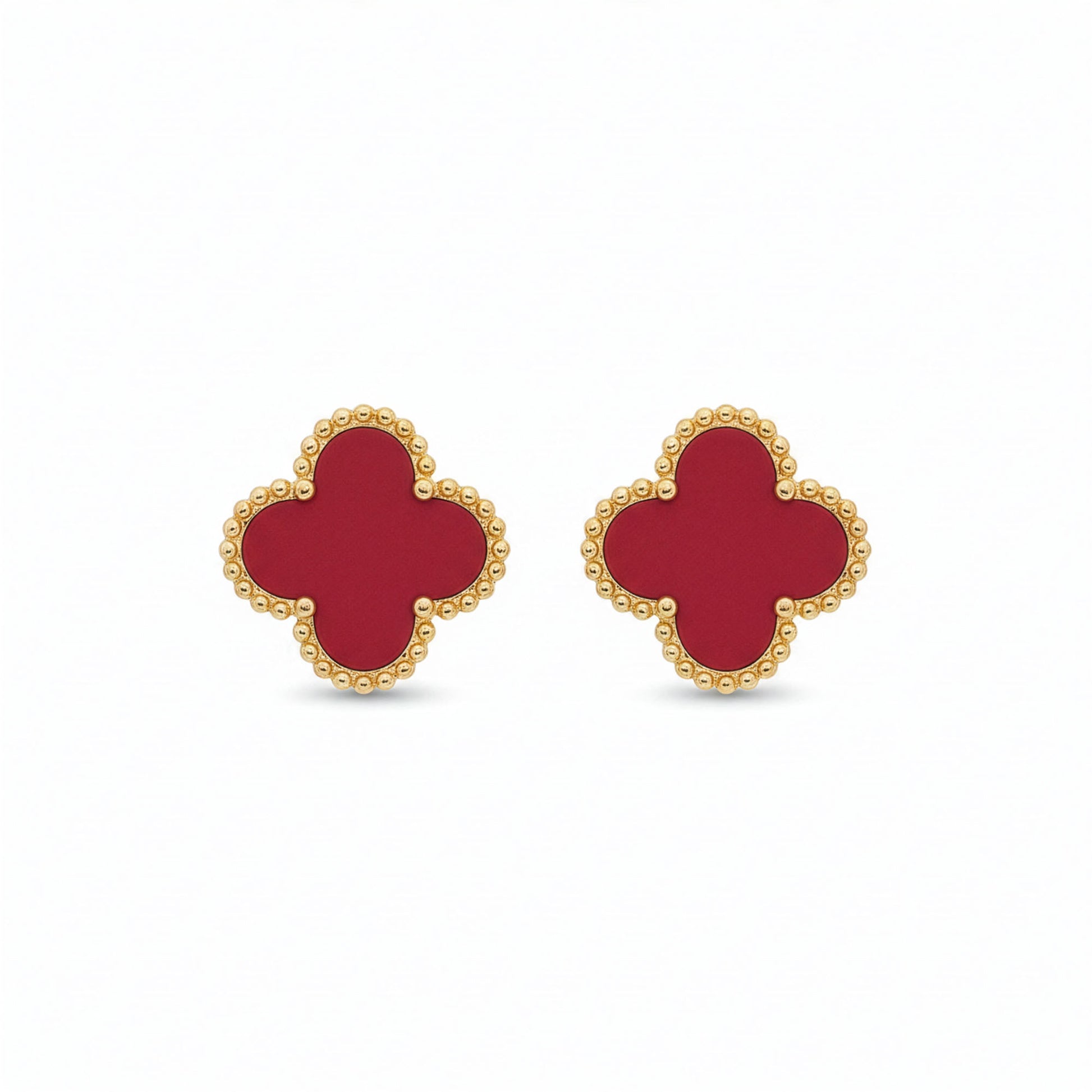 Boucles Trèfle Vermeil paire espacée fond blanc acier inoxydable doré — Beauty Store Maroc