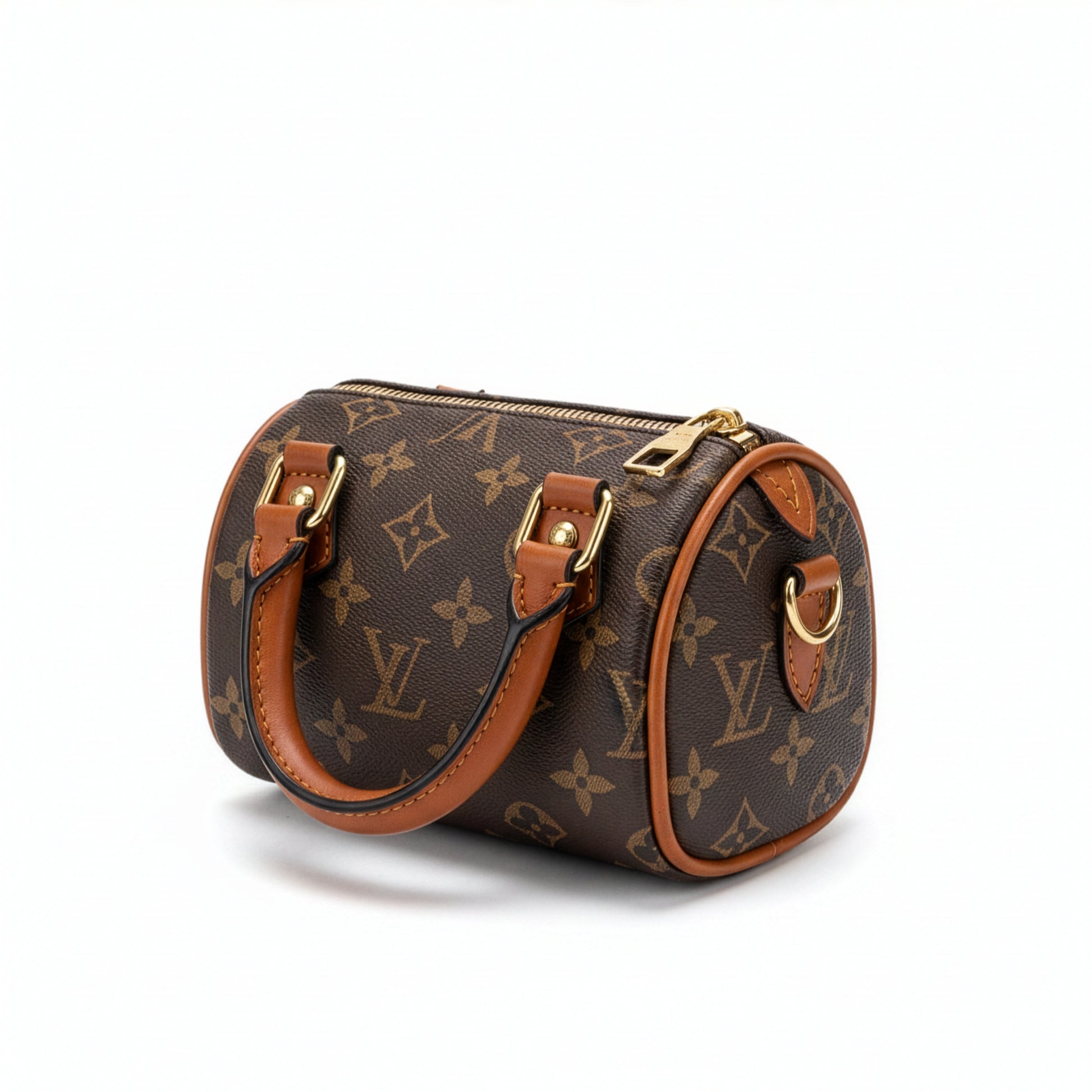 Sac Capri Monogramme Marron — vue trois-quarts droite, extrémité cylindrique visible — Beauty Store Maroc