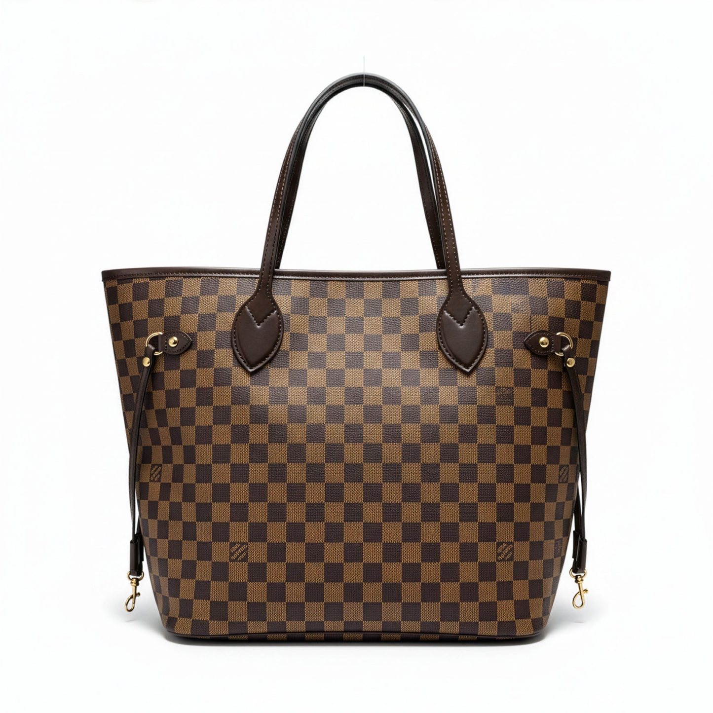 Sac Firenze Damier — vue face avant, toile ébène et cuir chocolat — Beauty Store Maroc