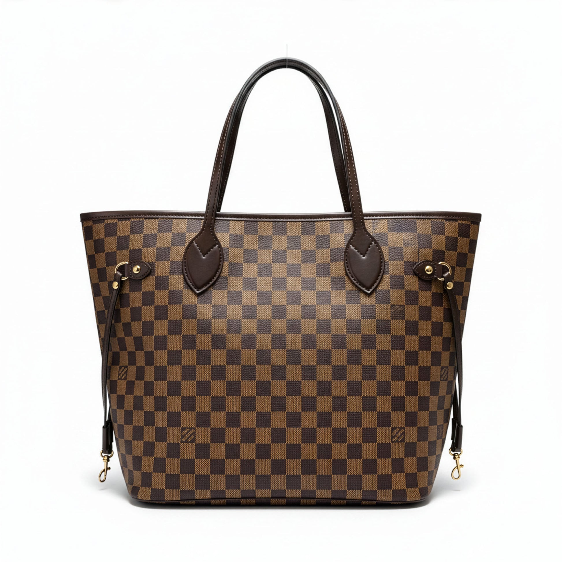 Sac Firenze Damier — vue face avant, toile ébène et cuir chocolat — Beauty Store Maroc