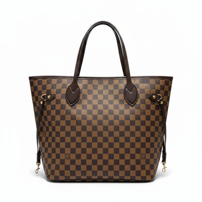 Sac Firenze Damier — vue face avant, toile ébène et cuir chocolat — Beauty Store Maroc