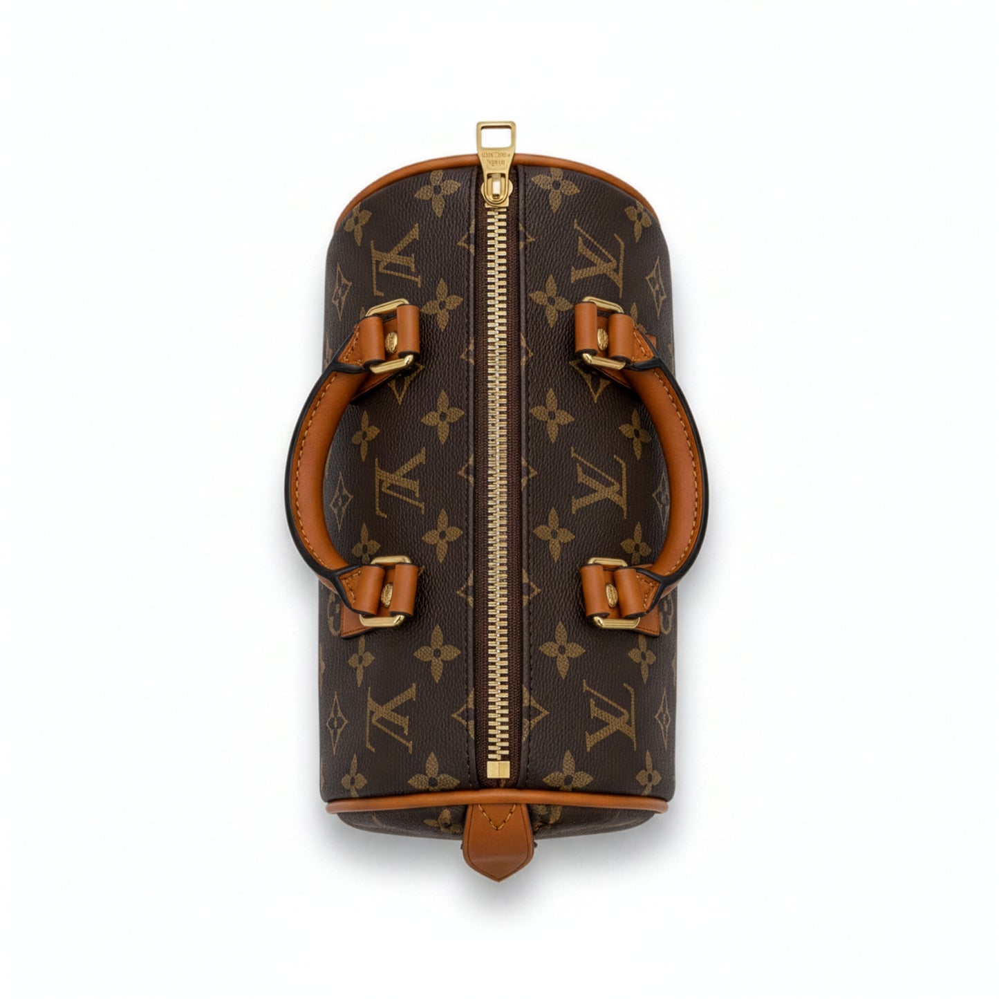 Sac Capri Monogramme Marron — vue de dessus, silhouette tambour et zip doré — Beauty Store Maroc
