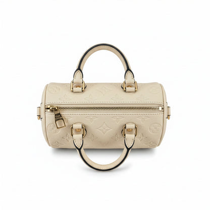 Sac Capri Ivoire — vue de dessus, silhouette tambour et zip doré — Beauty Store Maroc