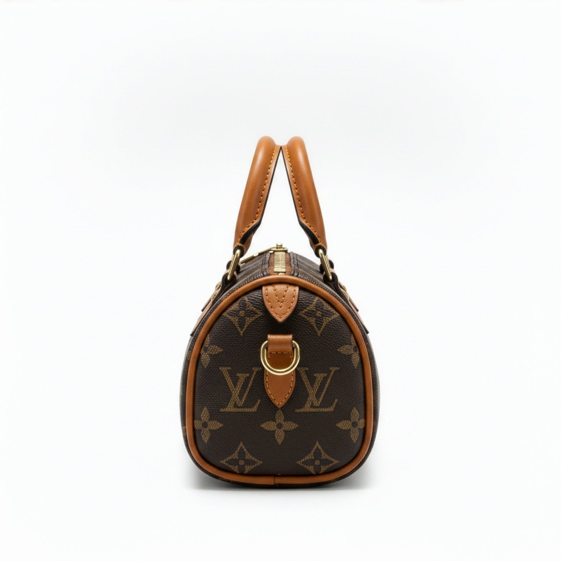 Sac Capri Monogramme Marron — vue de profil, silhouette tambour arrondie — Beauty Store Maroc
